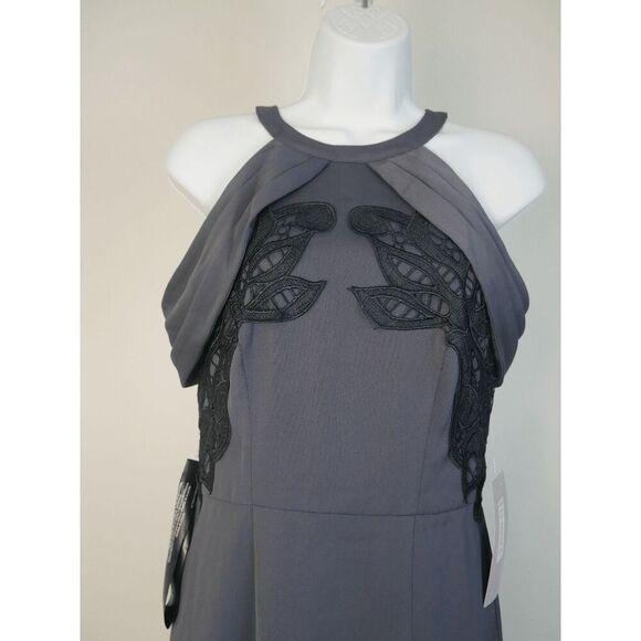 JS Collections Rosalind | Cold Shoulder Midi | Lace Appliqué | Elegant Dress 4 - Picture 4 of 9